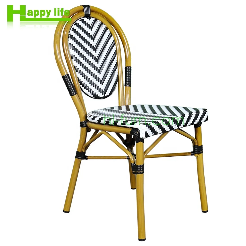 Stackable high quality outdoor furniture dining chair sets for garden restaurant patio with rattan wicker aluminum bamboo metal