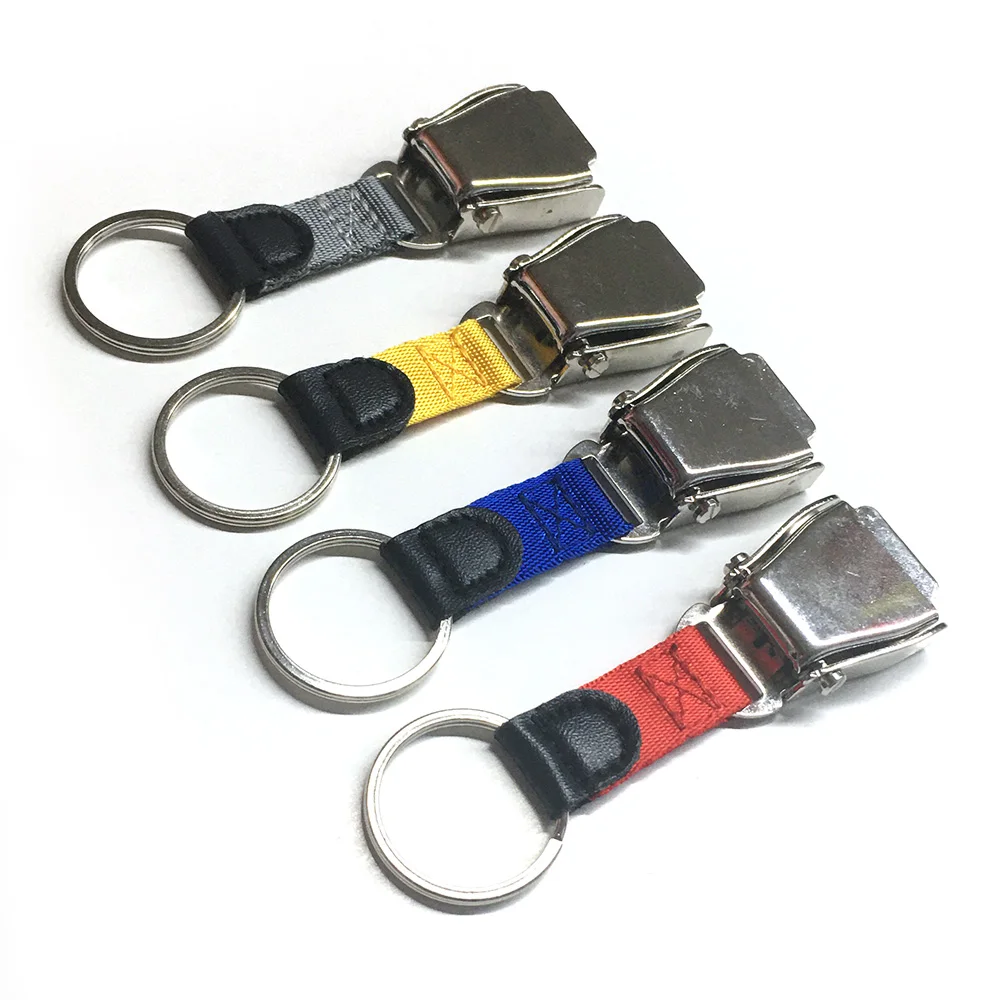 Hot Selling Promotion Custom High Quality Airplane Seat Belt Buckle Metal Keychain Keyring black
