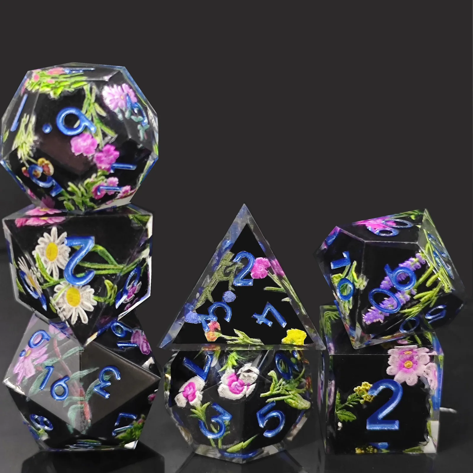 Handmade 16mm DIY Polyhedral RPG DND Set New Style Gold Flash Resin Dice Core Square Edge Metal Board Game Players Custom