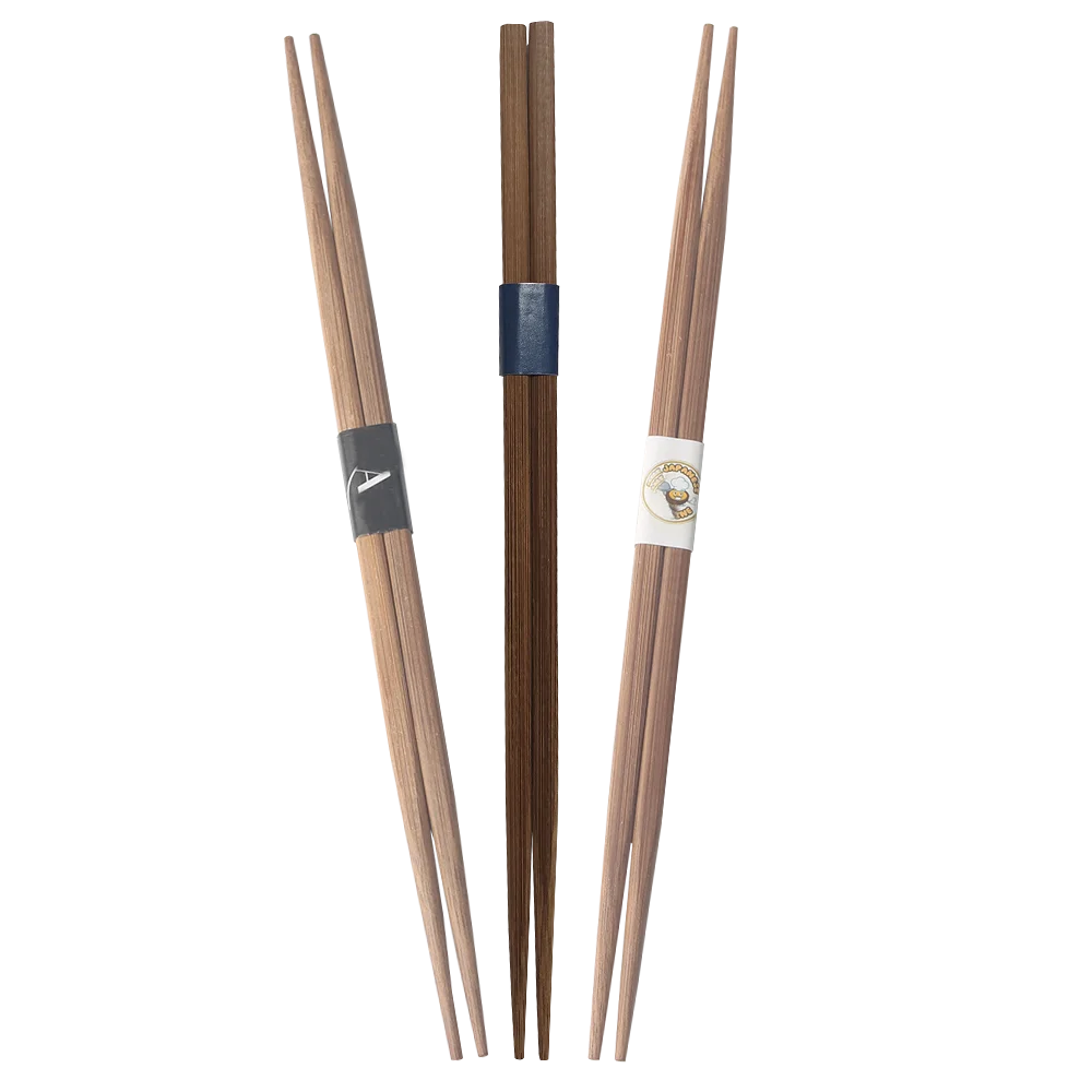 wholesale basic supplies one pointed slim rikyu Japanese Sushi bamboo disposable chopstick dark brown carbonized custom print