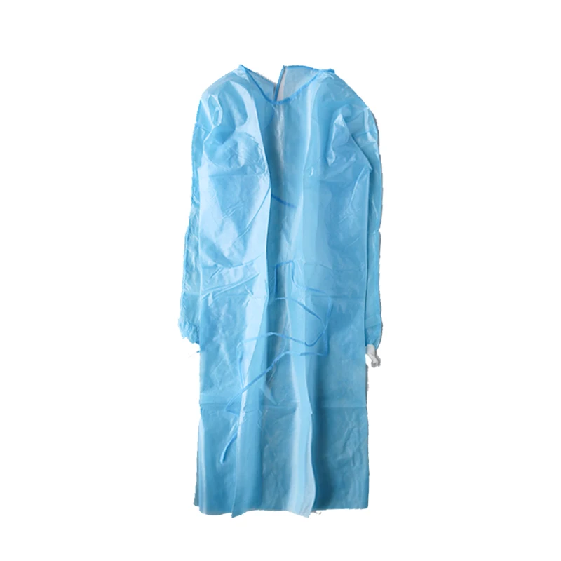 Custom High Quality pp pe isolation gown Breathable Isolation Gown Disposable Blue disposable overall