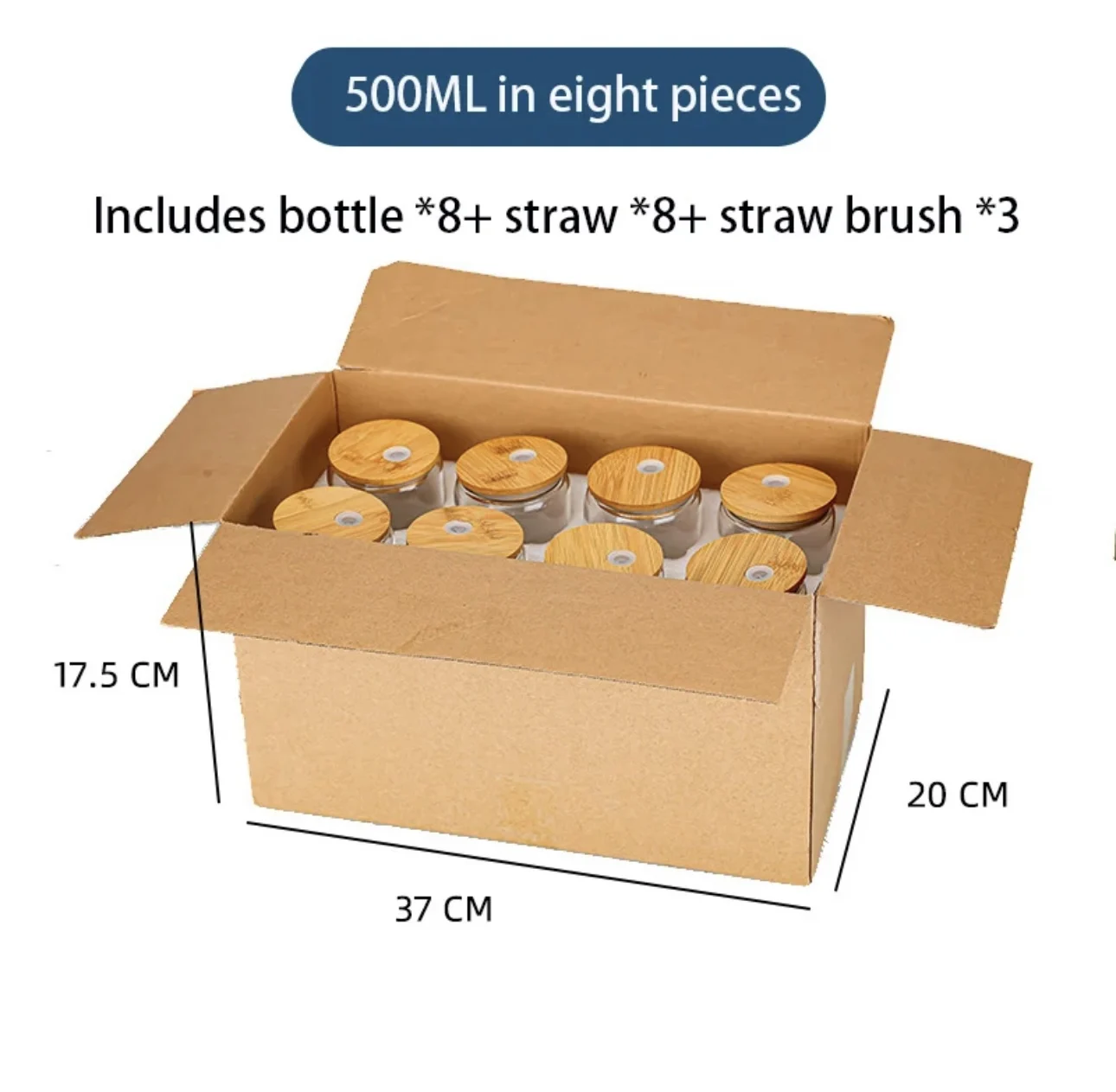 Wholesale 16oz cola cups with bamboo lids straws glass drinking cups