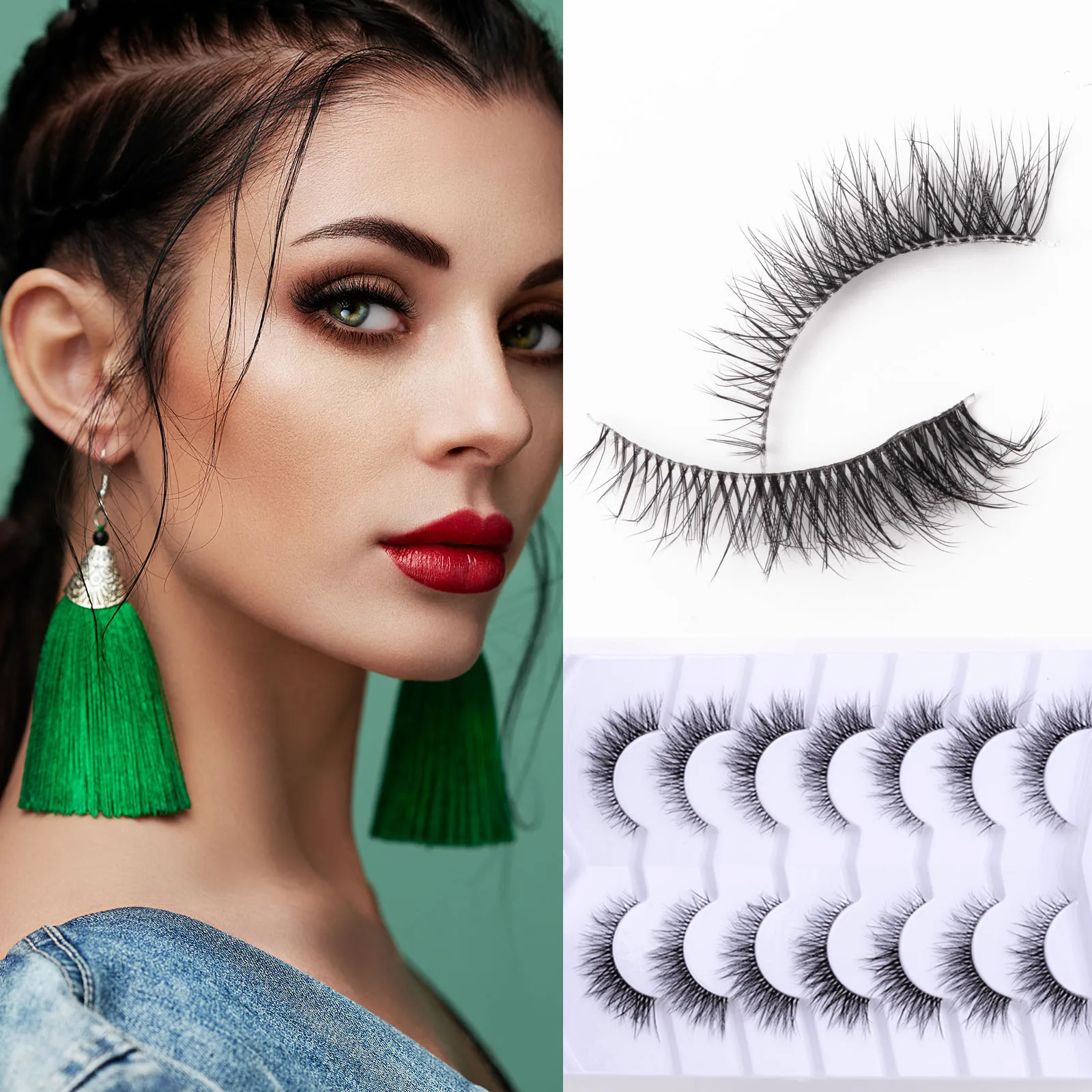 Yiernuo 3/7Pairs Wholesale Custom Own Brand 3D Silk 5D Natural Faux Mink Lashes
