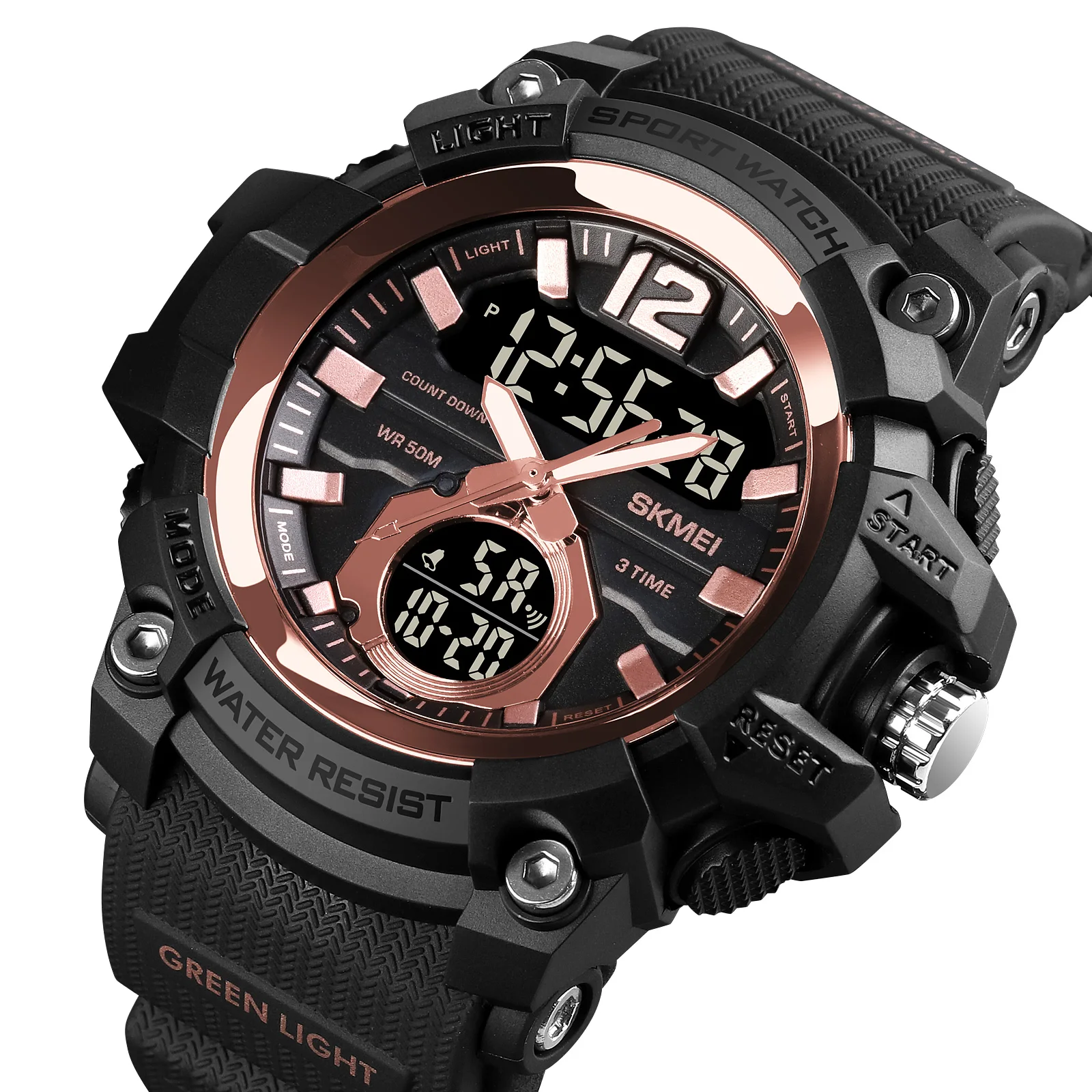 SKMEI 1725 Digital Analog Man Watch New Design Fashion Watch Multiple Time Zone Alarm Countdown Chronograph Factory Wholesales