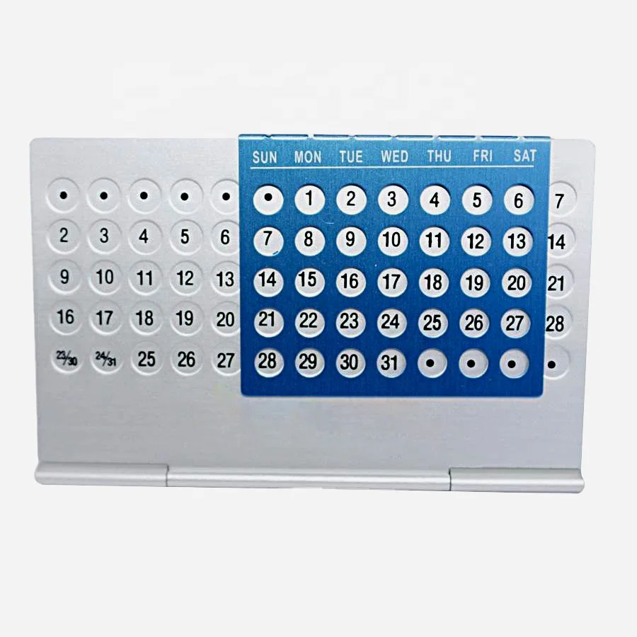 2024 Custom Business Gift Tables Office Gifts Desk Standing Displays Mini Aluminum Promotions Perpetual Calendar