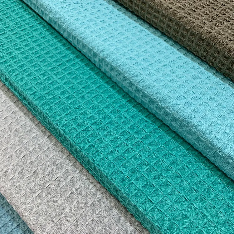 Factory Direct Sales Plain Dyed Polyester Microfiber Big Waffle Cloth Weaving Towel Fabric