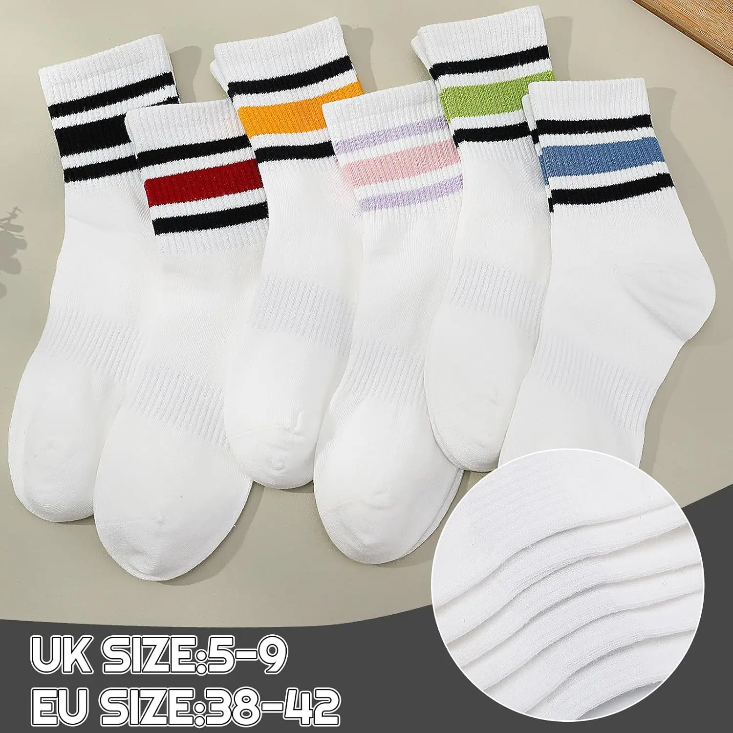 Classic Retro Stripe Tube Socks Women Girls Athletic Sport Running Crew Socks Casual Cotton Knitted Novelty Socks Logos Autumn
