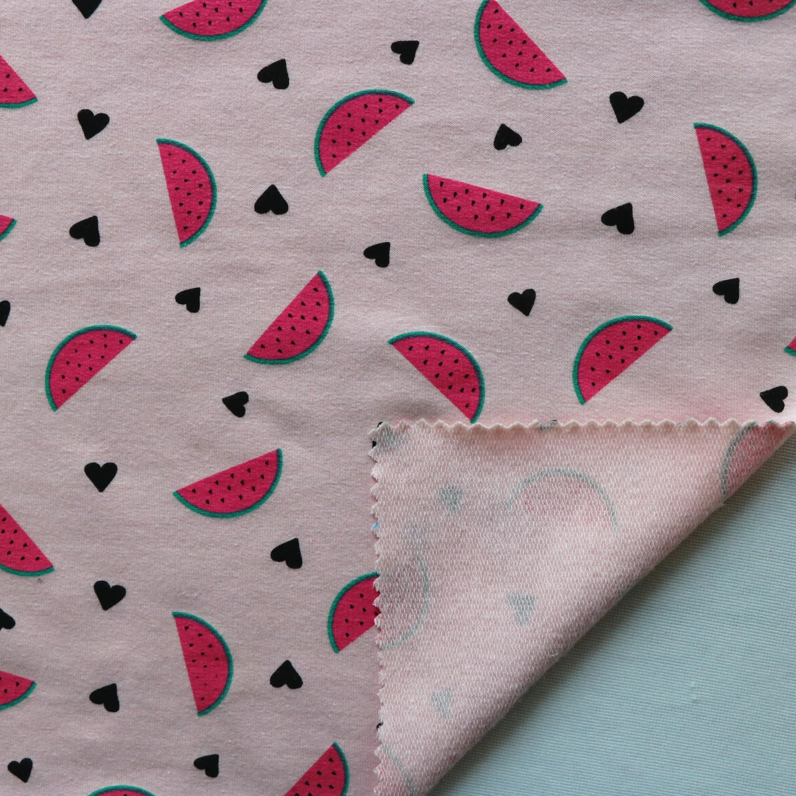 New Style Fruits Pattern Cotton95% Spandex5% Printed French Terry Fabric For /Hoodies/Garments Customized Printing Pattern