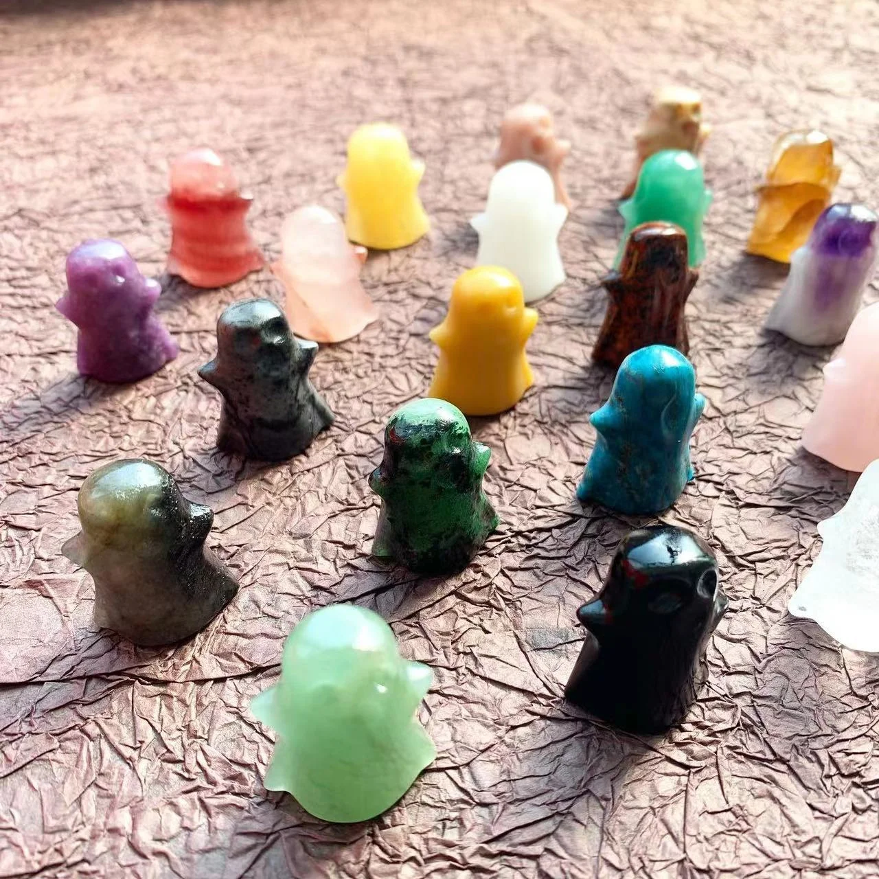 Natural Crystal Specter  Carved Crafts Healing Stone  Rose Quartz  Obsidian Ghost For Halloween