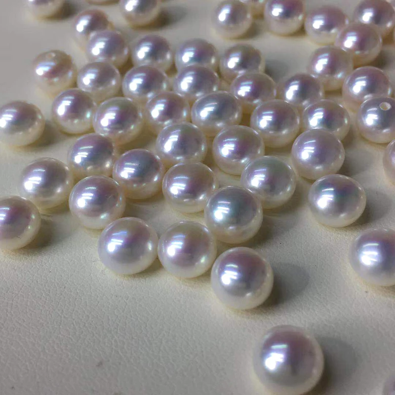 
Round loose pearl white powder mirror pearl bright flawless naked beads 6-10mm 