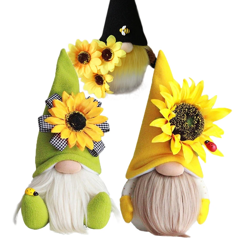 Lovely Sunflower Bee Goblins Autumn Color Gnomes Ornaments Bee Festival Faceless Dwarf Doll