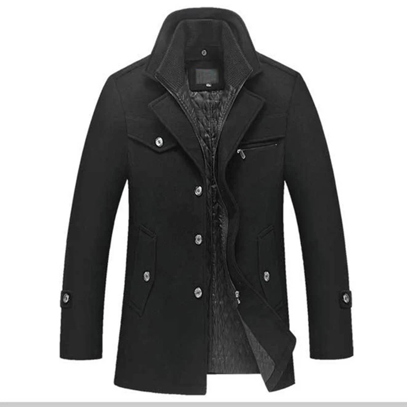
High Quality Winter Thicken Woolen Plain Coat Men 