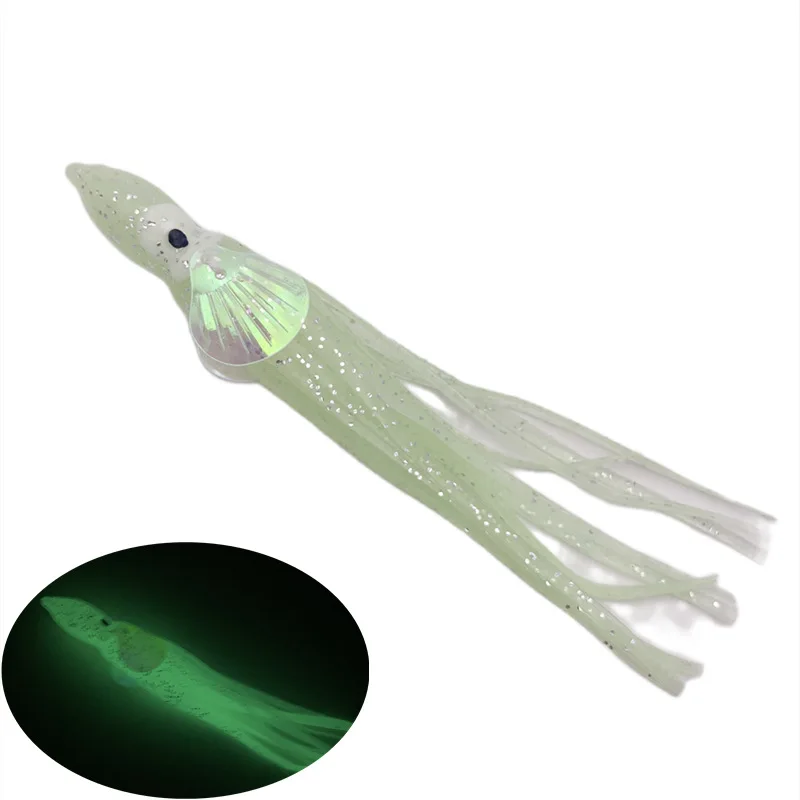 New 12cm Luminous Squid Skirt Octopus Skirts Fishing Soft Bait With Scales Trolling Lures