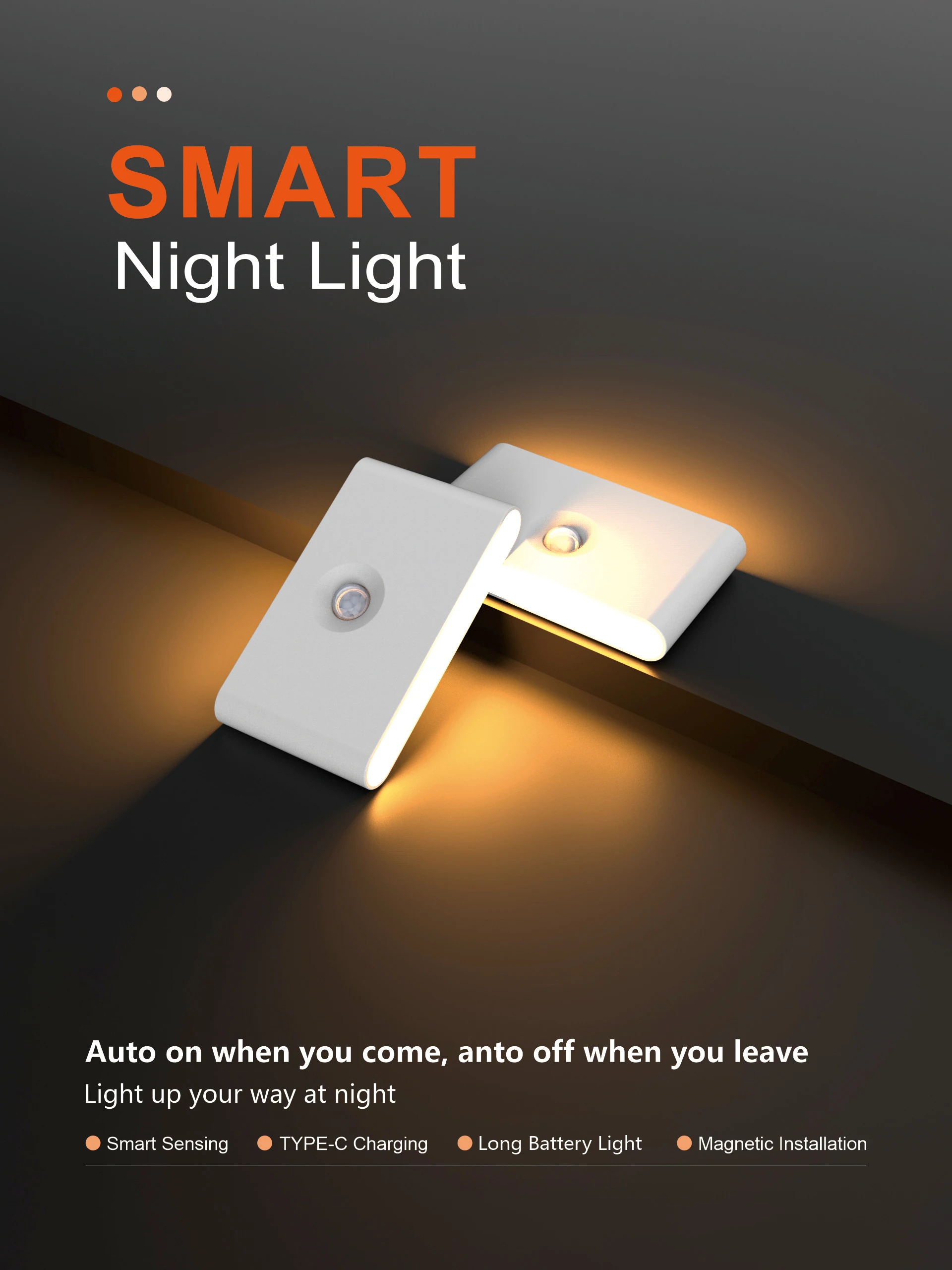 Modern Kids Baby LED Nightlight Slim Square Mini Night Light Magnetic Install Bed Lamp LED Night Lamp For Bedroom