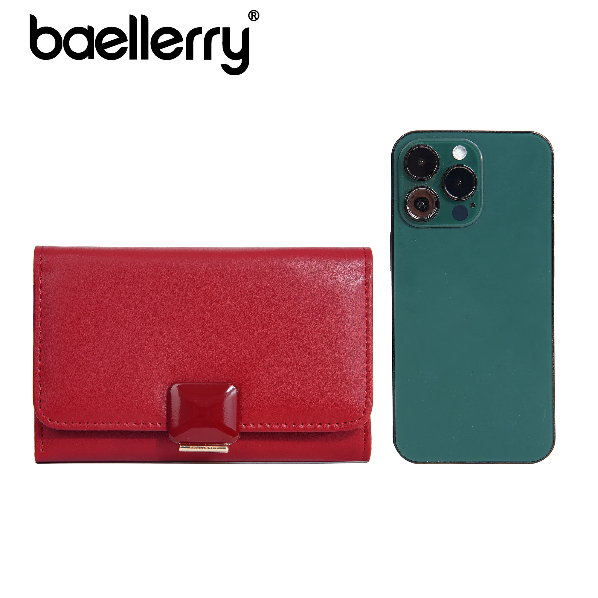 Baellerry Wholesale Large capacity Multi slot card holder Long Mobile Phone Bag Button closure Purse Handbag wallet for women