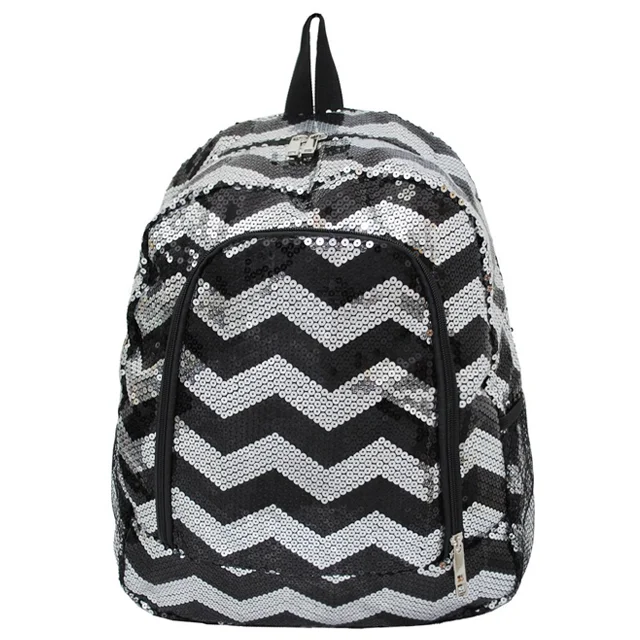 
New Arrival Stylish School Backpack Beautiful Sequin Chevron Print Backpack School Bag 