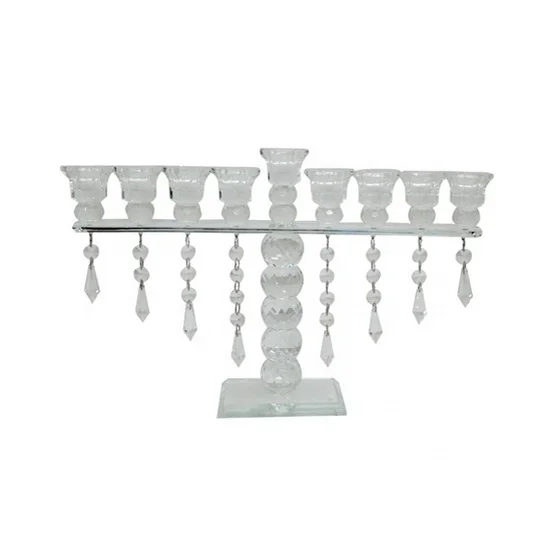 Потрясающий Хрустальный подсвечник hanukka menorah с висящими цепочками для праздничного украшения