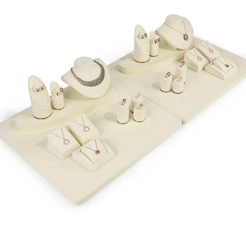 High-end necklace display stand beige white ultra slim hand bracelet tray jewelry counter display props jewelry display stand