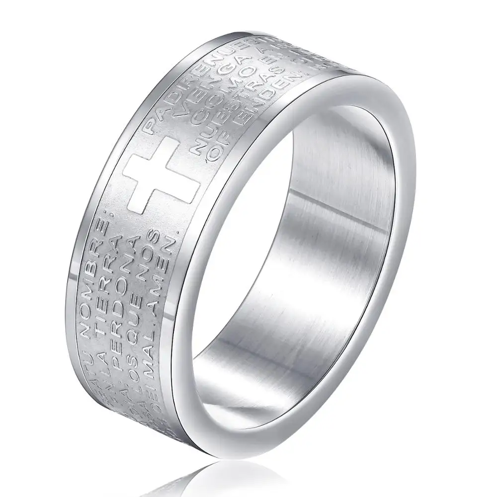 
2019 Fashion couple ring engagement ring stainless steel cross ring 