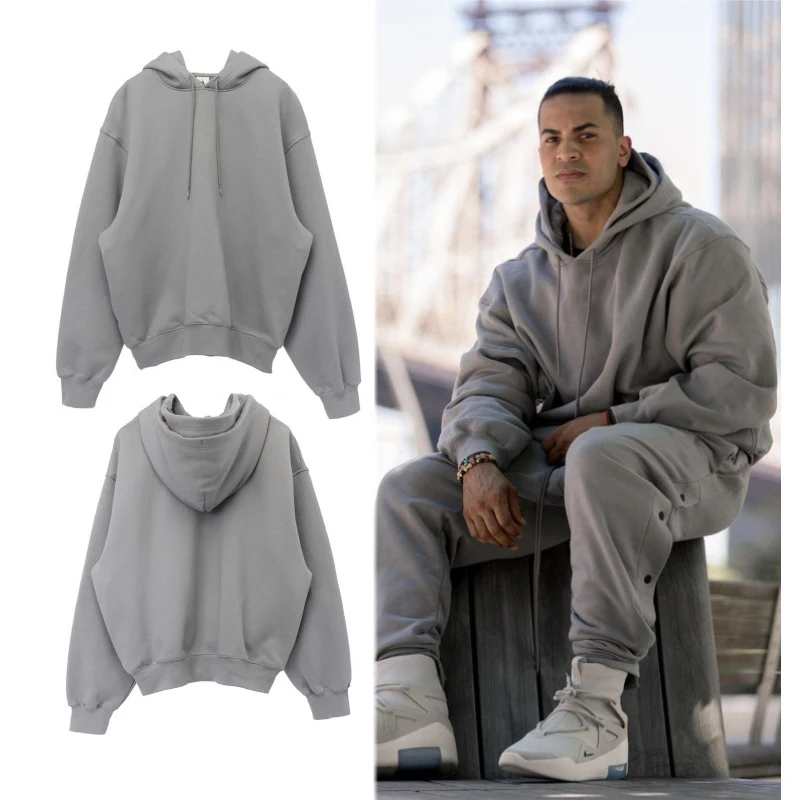 Autumn Winter US Size Loose Corded Sweatshirt thick Heavyweight Fleece Men Fashion Sports Fitness Heavy Duty Double Layer Hoodie