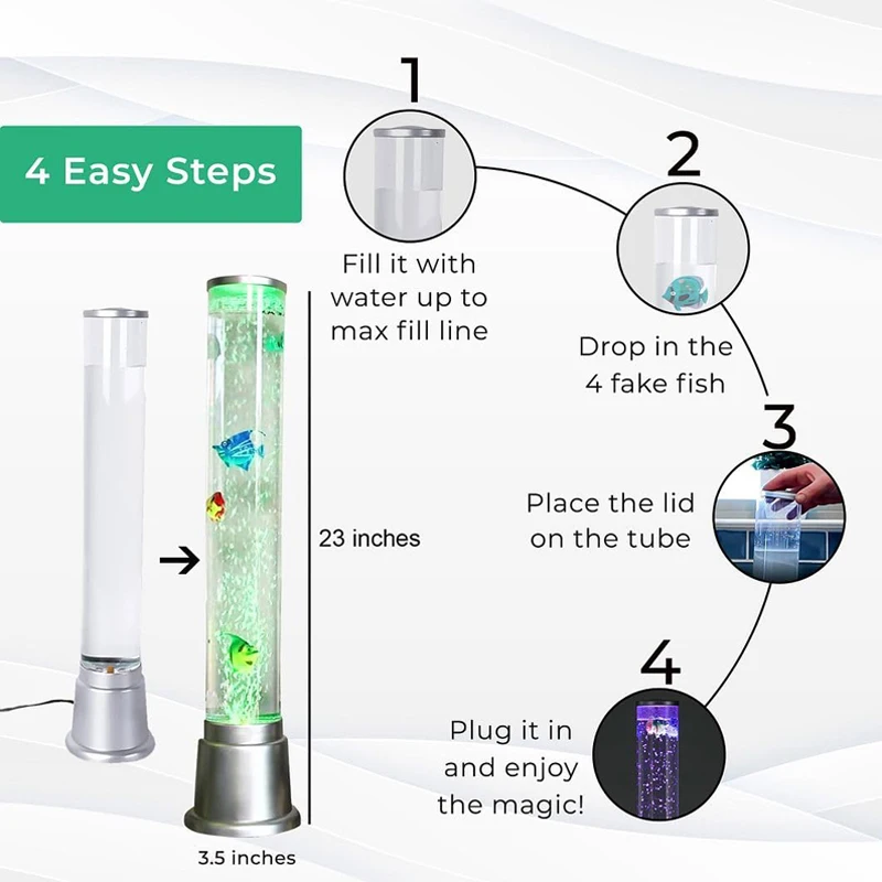 Factory Custom Clear Fish Tank Acrylic Led Bubble Tube Lamp Transparent Bubble Tube