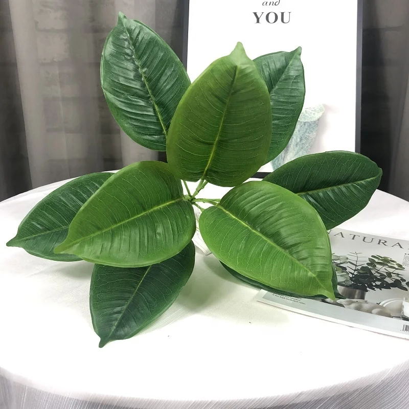 NWYZ-12-1 9 Heads Cloth Leaves Watermelon Leaf Elephant Leaf Simple Artificial Plants For Office Home Decoration