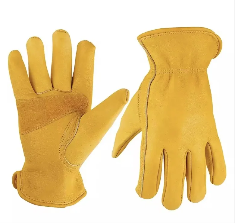 Work Gloves Cowhide Leather Workers Welding Safety Protection Garden Sports Motorcycle Driver Wear-Resistant Gloves