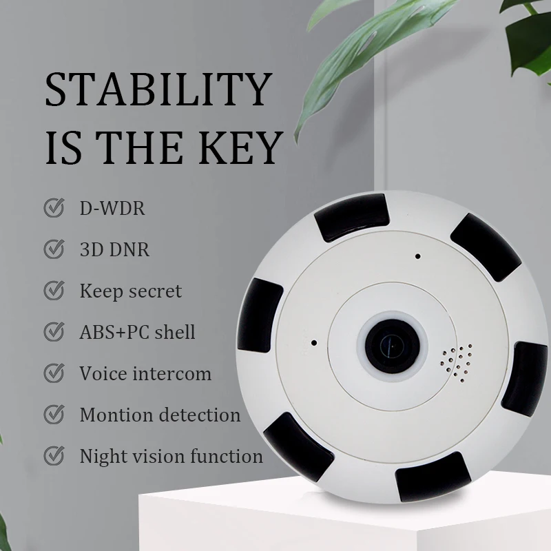 Fisheye Lens Motion Detection Camera Support Audio Home Security Wireless Ip Camera