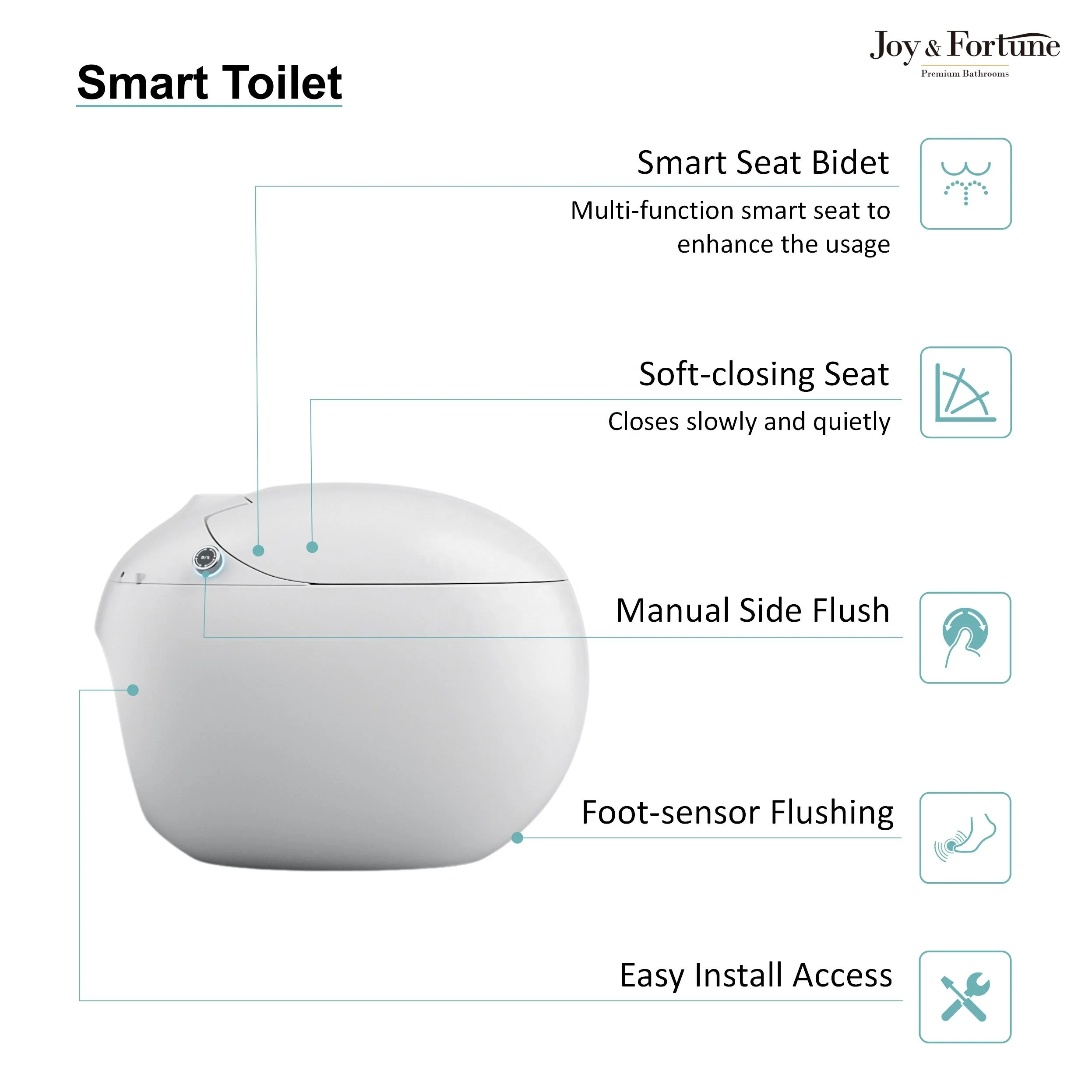 Automatic fulsh one piece egg shaped with siphon automatic intelligent toilet ceramic smart white color foot flush wc