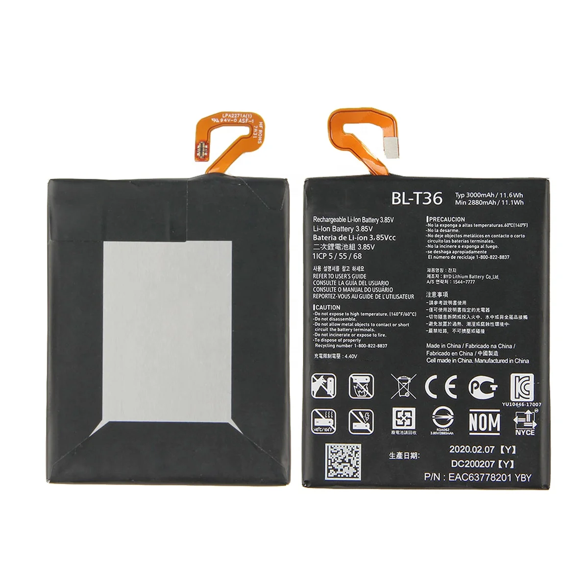 High Quality 3000mAh 11.6Wh 3.85V BL-T36 Replacement Battery For LG K30 X410TK T-Mobile Cell Phone Rechargeable Li-on Batteries