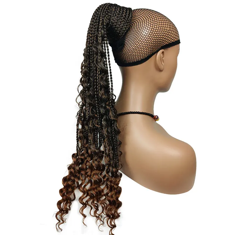 Braided Crochet Dreadlocks Curly Weave Fake Long Ponytail Hair Extensions Pieces