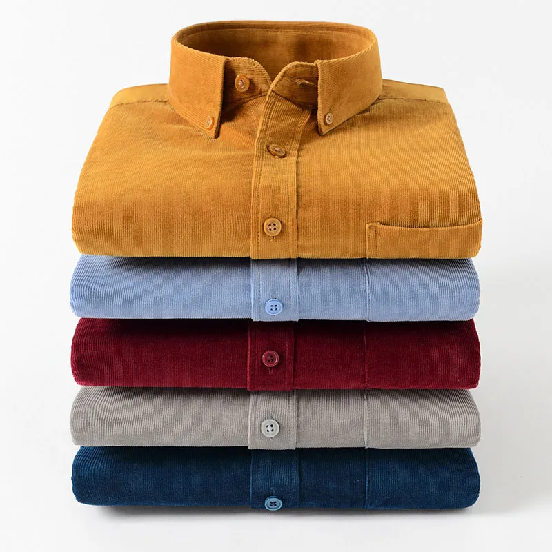 True Factory Manufacture Men Shirts XS-5XL Different Color Custom Logo Corduroy Shirts