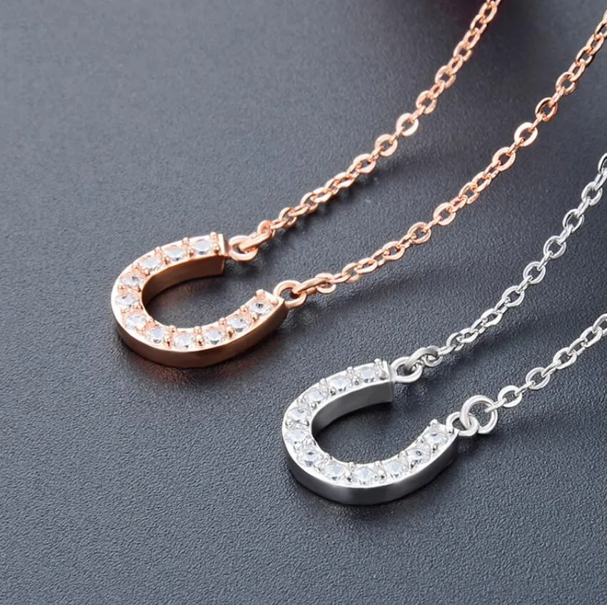 Silver horseshoe pendant necklace