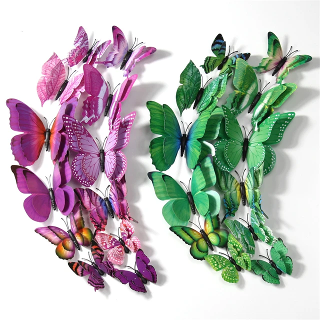 
3D Double Layer Decorative Butterfly Wall Decoration Butterfly Background Wall Stickers 