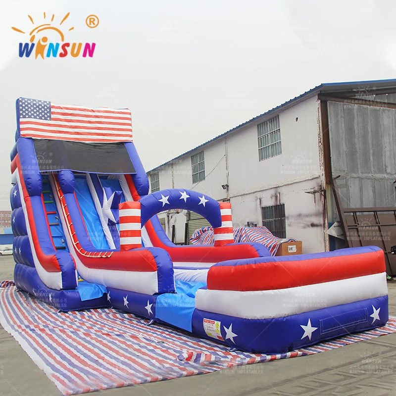 WINSUN 20ft stars and stripes double line water slide Custom commercial backyard giant slide adult and kids slide for sale