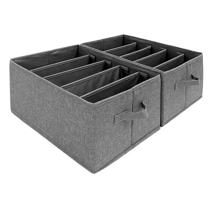 Hot Sale Collapsible Wardrobe Clothes Organizer Divider 7 Grids Jeans Storage Box Washable Fabric Storage Boxes & Bins Linen