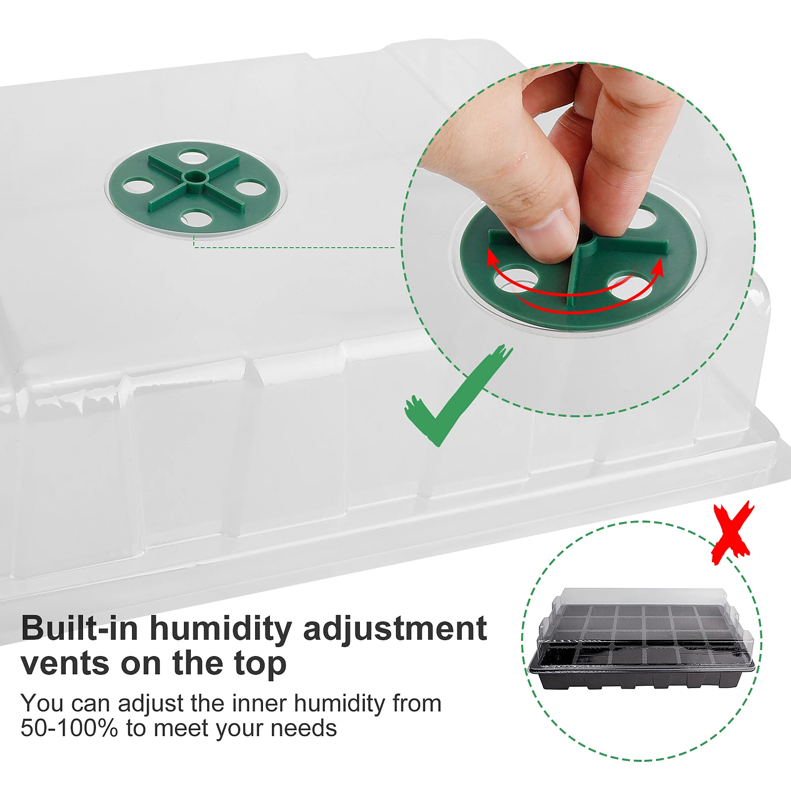 Nursery Greenhouse Seedling Starter Tray Starter Tray Kit With Dome Humidity Adjustable Seed Plant Starter Kit