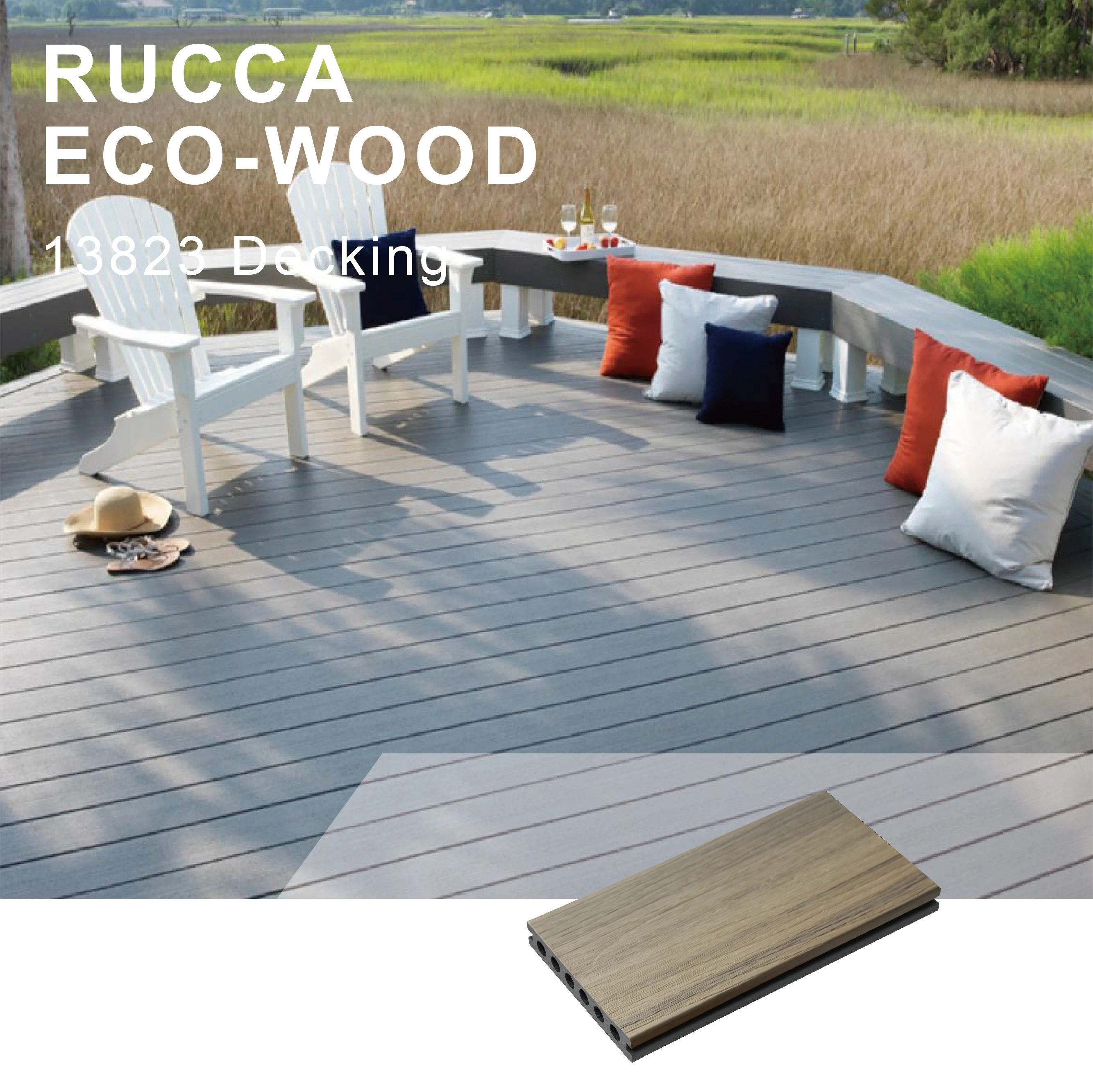Wpc Composite Wood Outdoor Waterproof Solid Decking Embossed Flooring 140*22.5mm