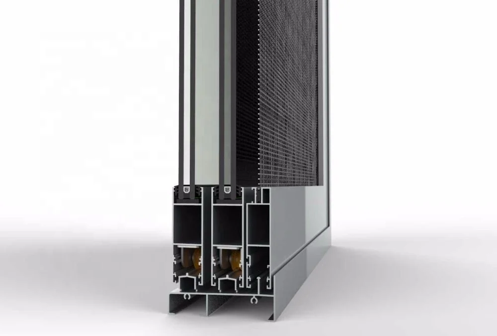 Outside 2 panel slide balcony glass window weatherproof mosquito net sliding aluminium window