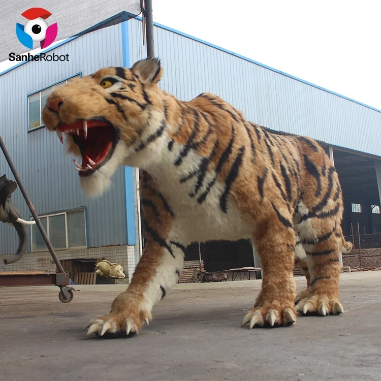 Outdoor Playground Attractive Real Size Artificial Animatronic Tiger