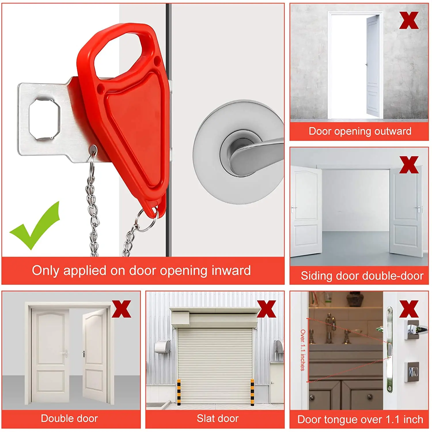 New desgin red green blue Security Portable Door Lock Travel Guard Hotel School  Privacy PadLock Stopper Home Portable Lock