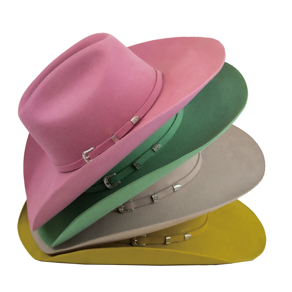 2024 OEM Fashion Custom Designer Cowgirl Wide-Brim Straw Hat Wool Felt High Quality Western Cowboy Hats For Men