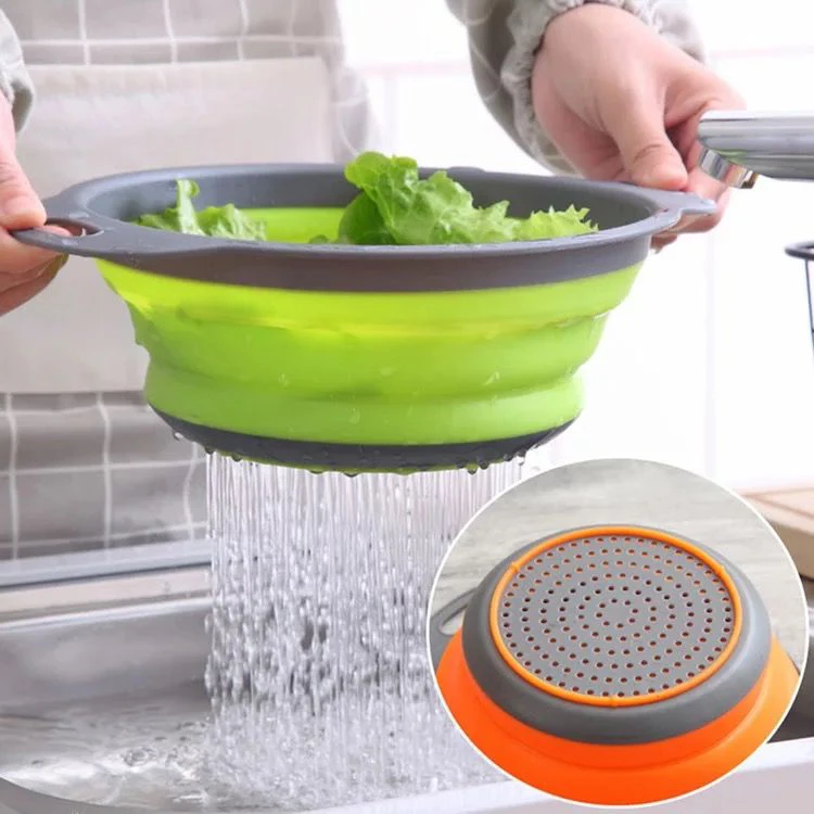 Складная сливная корзина силиконовая для мытья портативное кухонное складное сито домашняя очистка