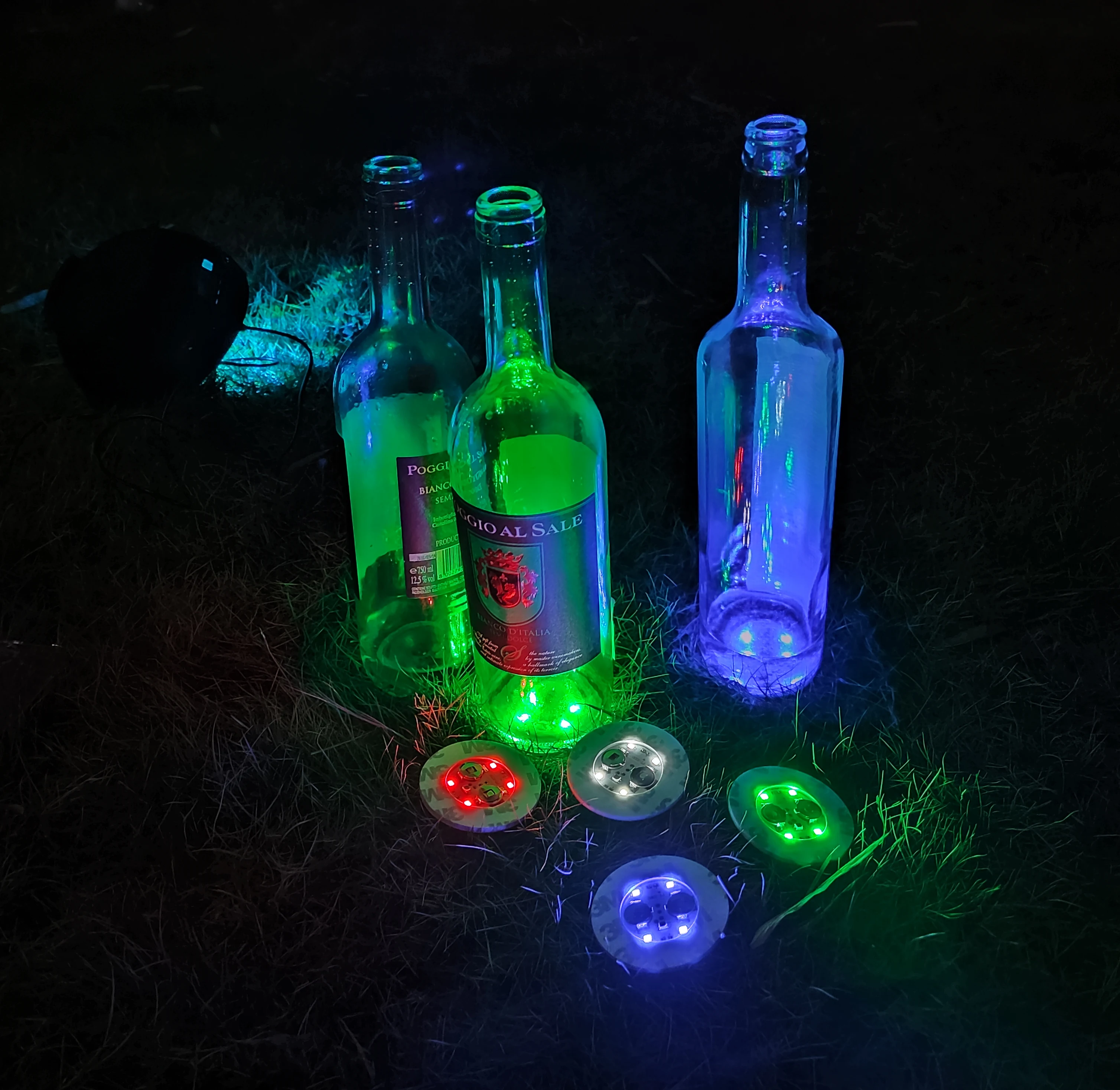 60mm 4 led colors Customized Brand Logo Promotional Wine Liquor Bottle Drinks Bar Party Led Bottle Light Sticker