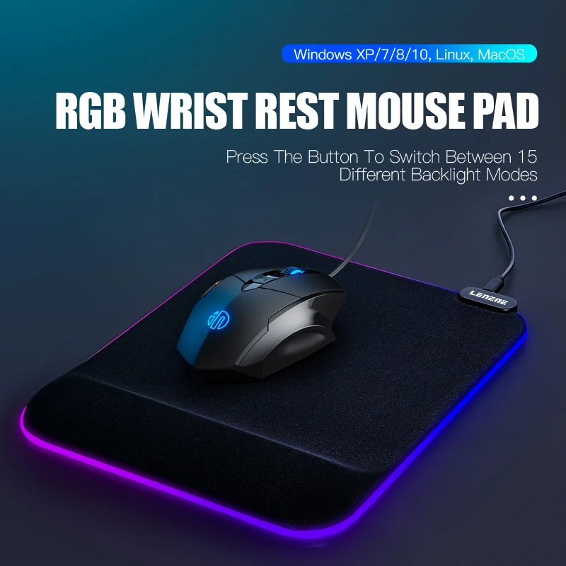 ILLUMINATED Wrist Mouse Pad Gaming Mouse Mat with Backlit RGB Computer Mousepad JARONX