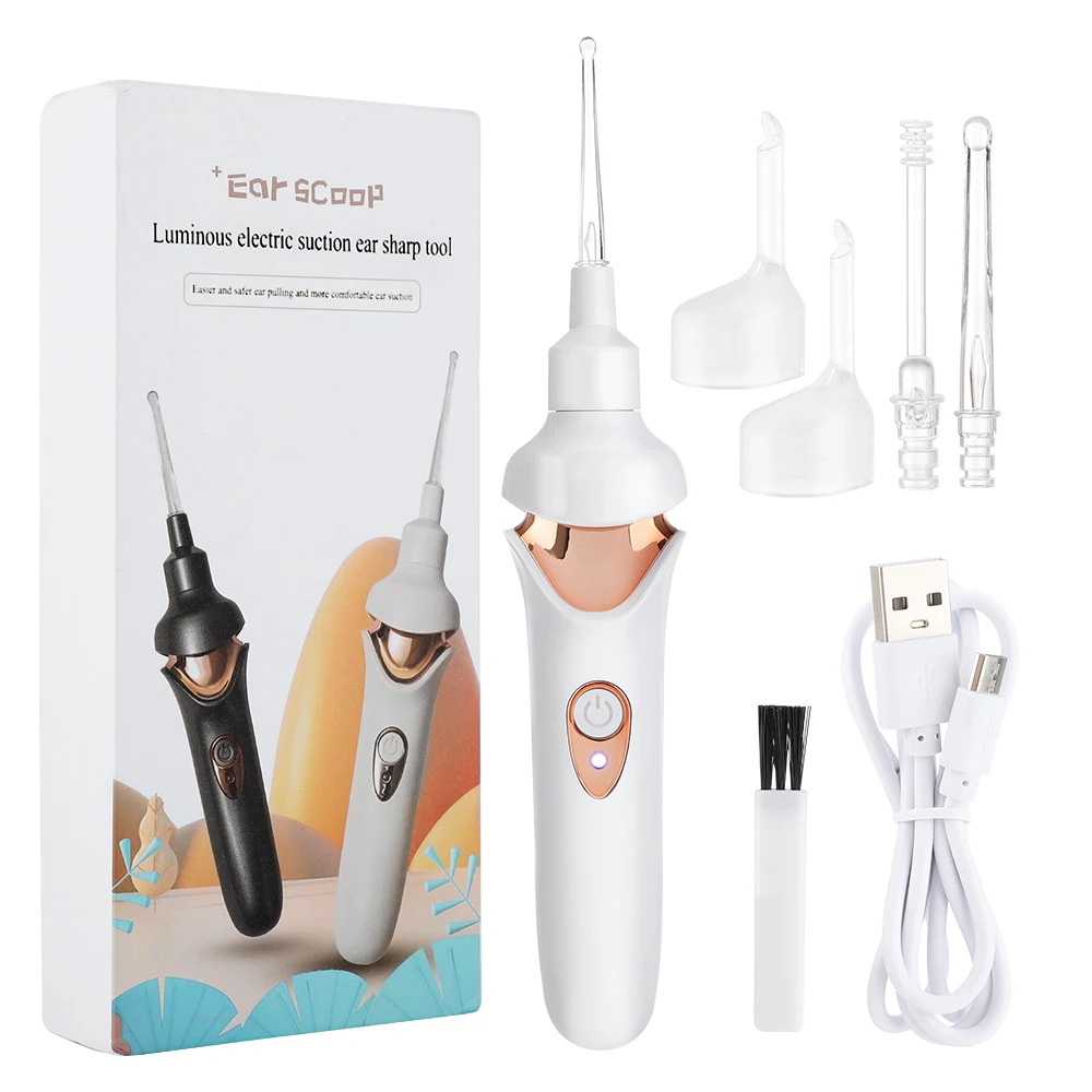 Rechargeable Ear Cleaner with LED Light, Electric Luminous Ear Wax Suction Remover for Children Adults