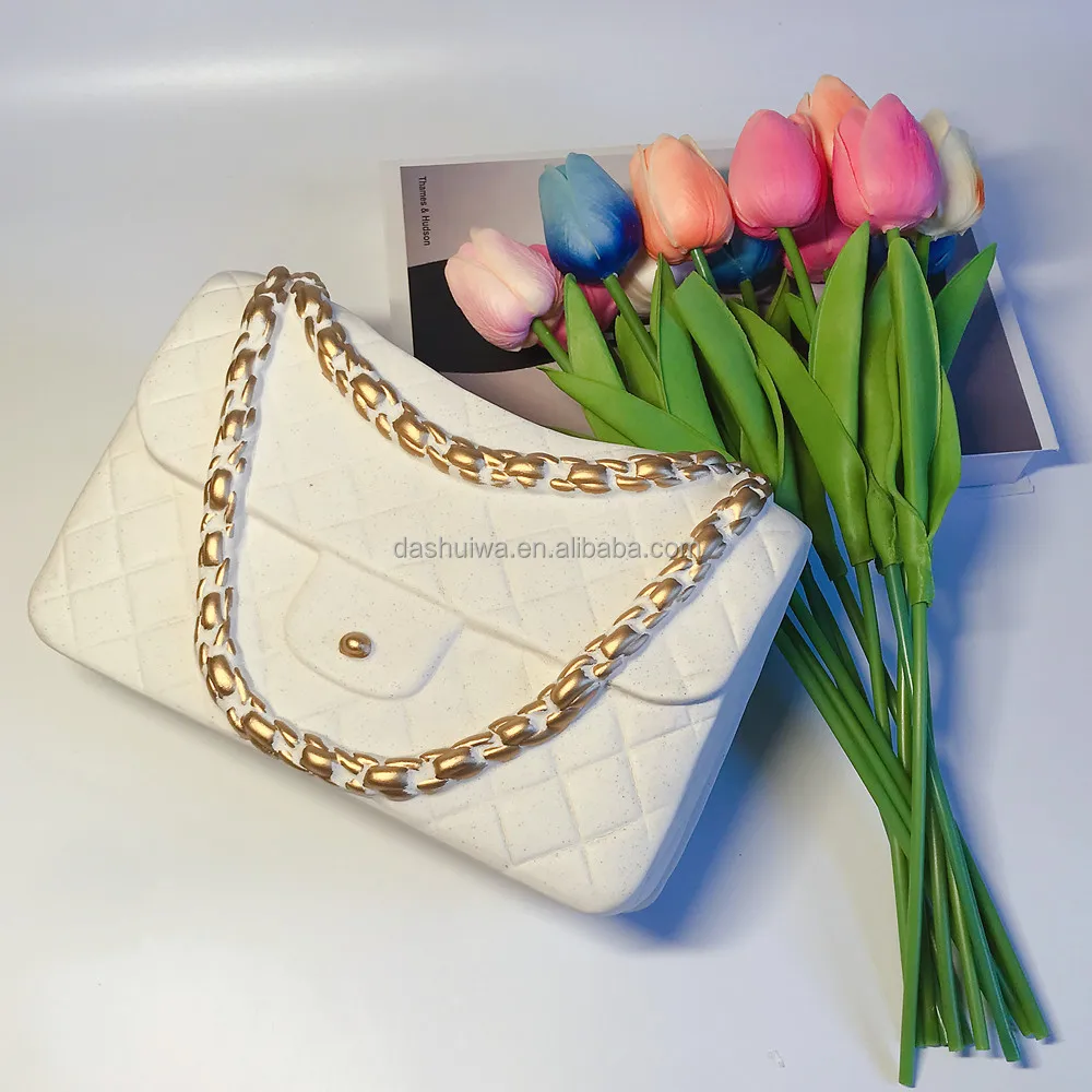 High quality creative ceramic big large flower pot  purse vases Handbag beautiful home decoration for indoor Ceramic bag