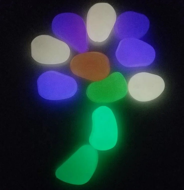Garden Walkway Photo Luminescent Glow Stone in Night the Dark Pebble