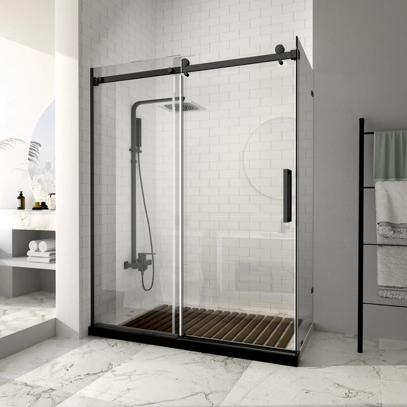 New Product Chrome Tempered Glass Single Sliding Shower Screen Stainless Steel Frameless Shower Door