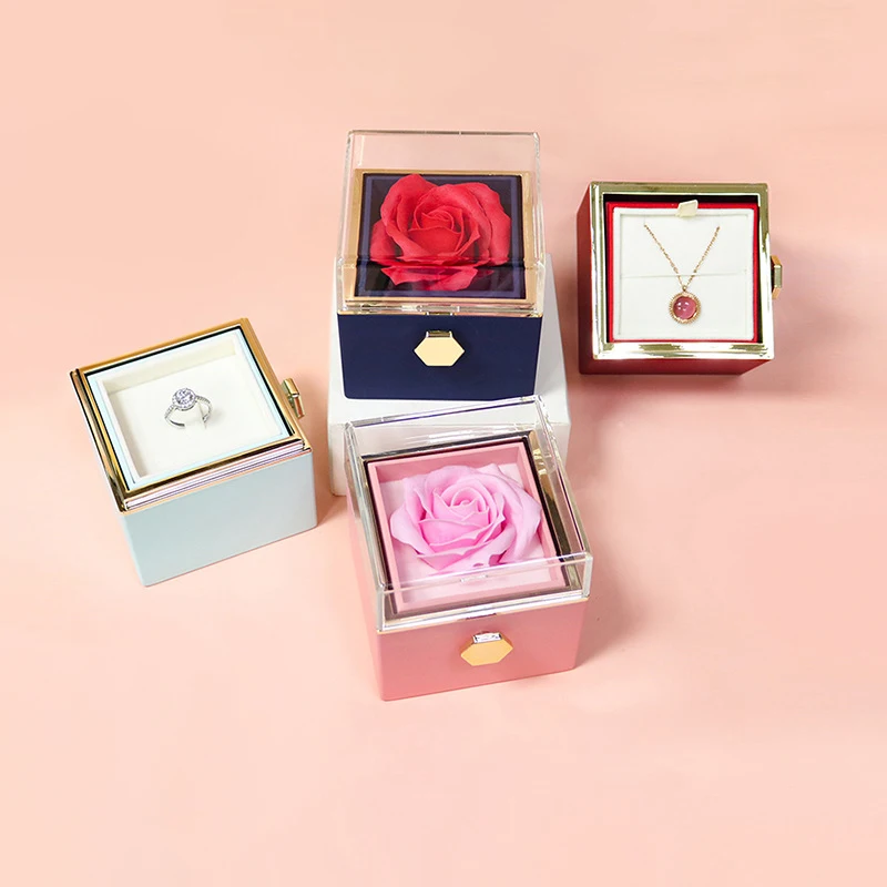 single forever rose ring gift box wedding favor boxes flower for jewelry ring